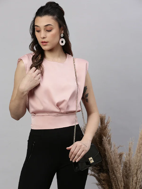 Lowest Price Women Solid Peach Top