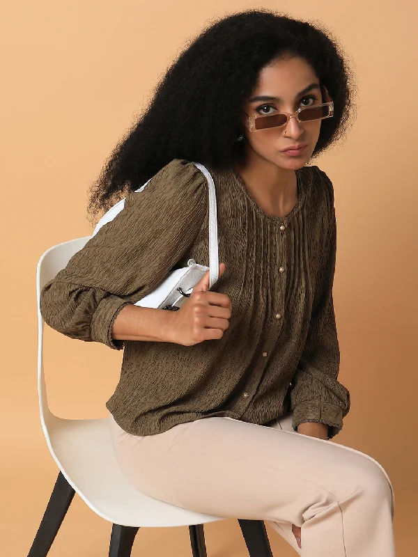 Weekend Offers That Delight Women Solid Olive Top