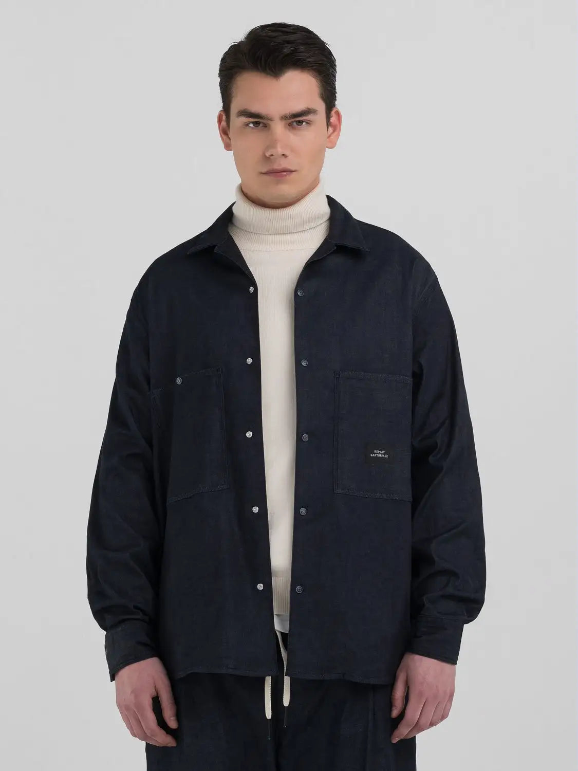 Epic Deals ID24994-Replay Sartoriale Dark Indigo Denim Shirt