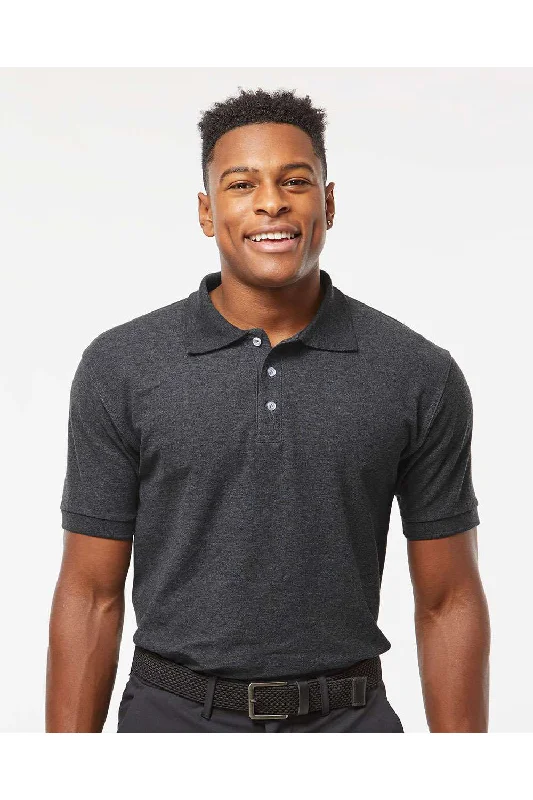 Season Finale Sale Tultex Mens Sport Short Sleeve Polo Shirt - Heather Charcoal Grey