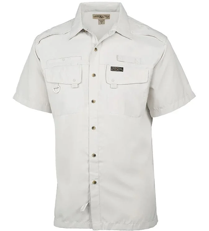 Deep Discounts Hook & Tackle Short Sleeve Men Fishing Shirt UPF 50+ Sun Prot