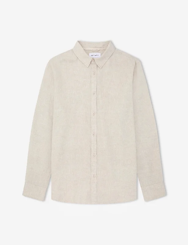 Flash Sale Linen Long Sleeve Shirt - Natural