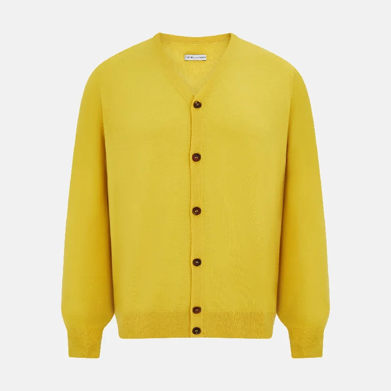 Flash Sale Canary Yellow Fine Merino V-Neck Cardigan