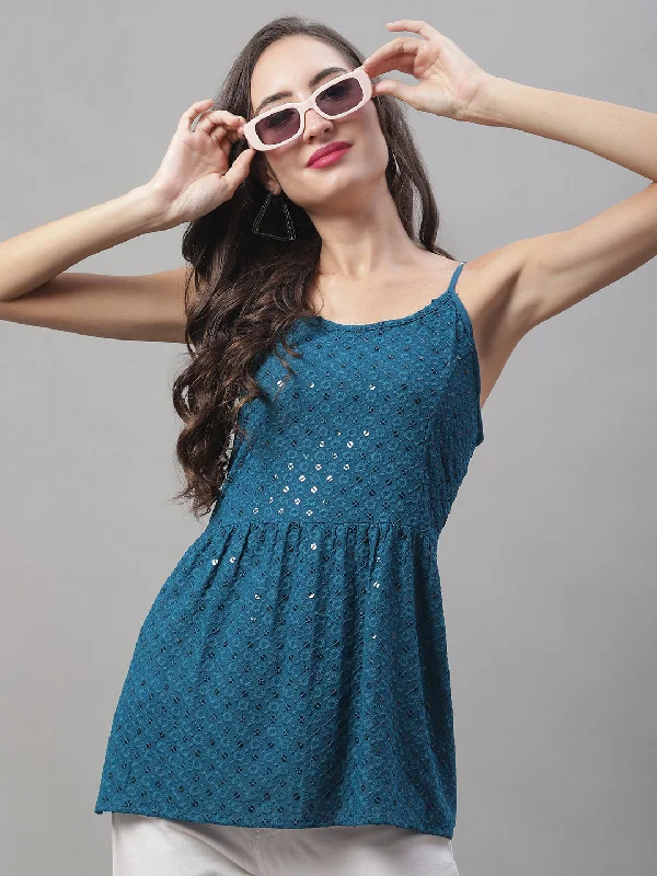 Weekend Bargains to Sizzle Women's Chikankari Sequen Work Empire Top