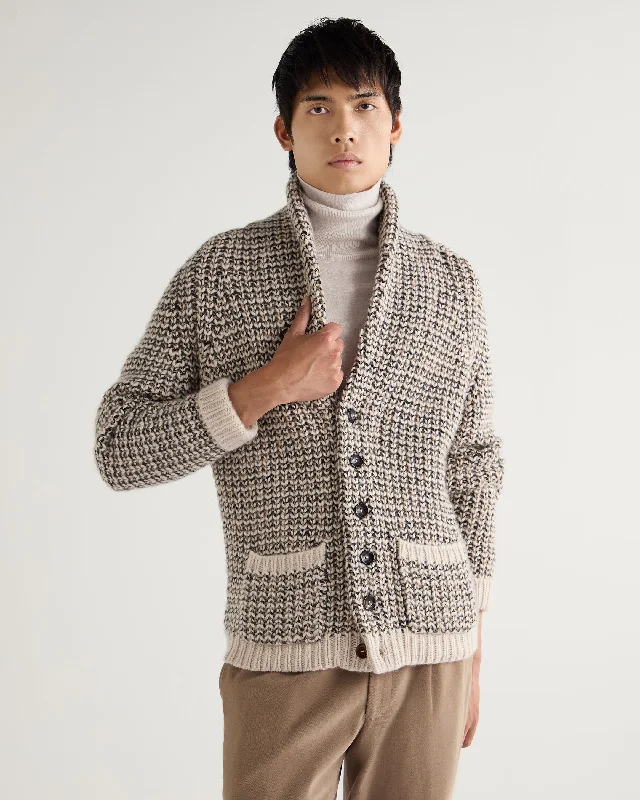 Pay Less Men's Marl Kensington Cashmere Cardigan Brown Marl