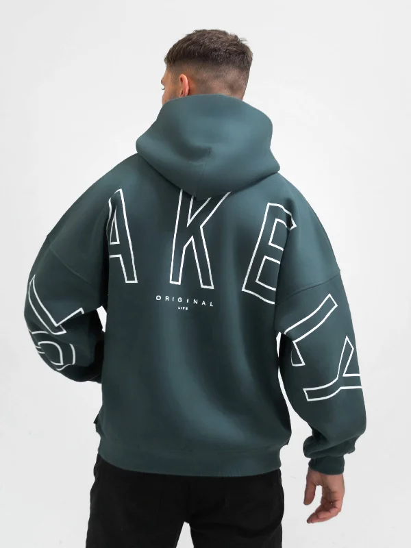 Reduced Prices Outline Idris Oversized Hoodie - Teal Green