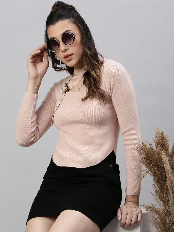 Markdown Sale Women Solid Peach Top