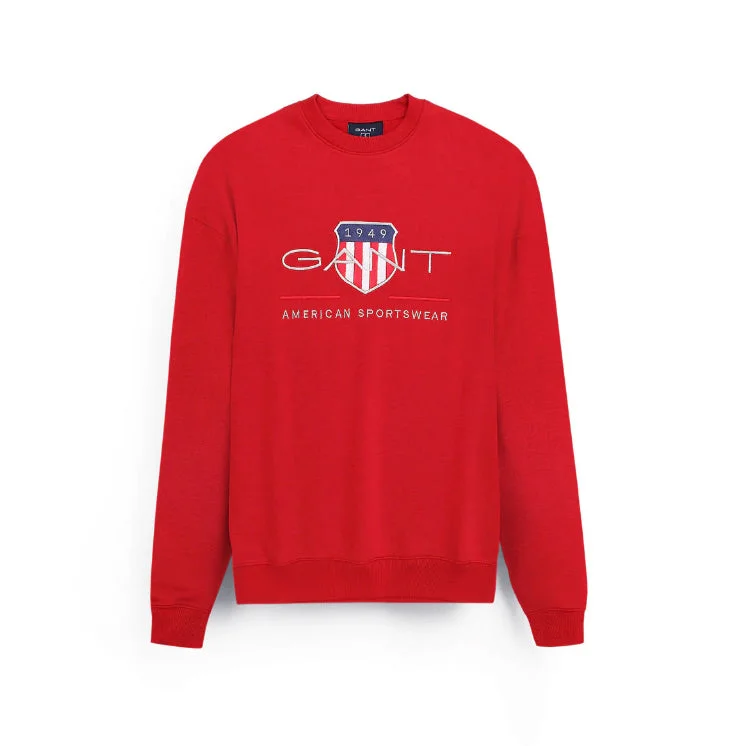 Weekend Offers That Shine GA - Men 'Red' Tonal Archive Shield Crew Neck Sweatshirt GA358
