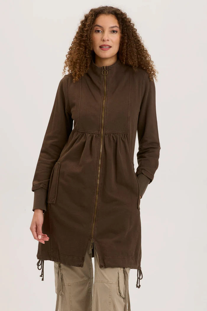 Weekend-Only Price Drops Fleece Funnel Neck Longcoat - Boxwood Pigment