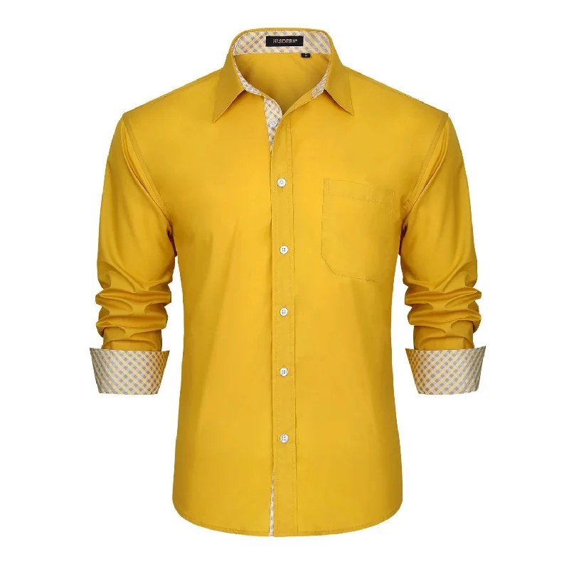 Weekend Bargains to Savor Casual Formal Shirt with Pocket - YELLOW