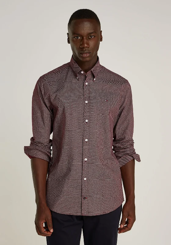 Weekend Specials to Cherish Tommy Hilfiger Mini Print Slim Fit Shirt, Wine