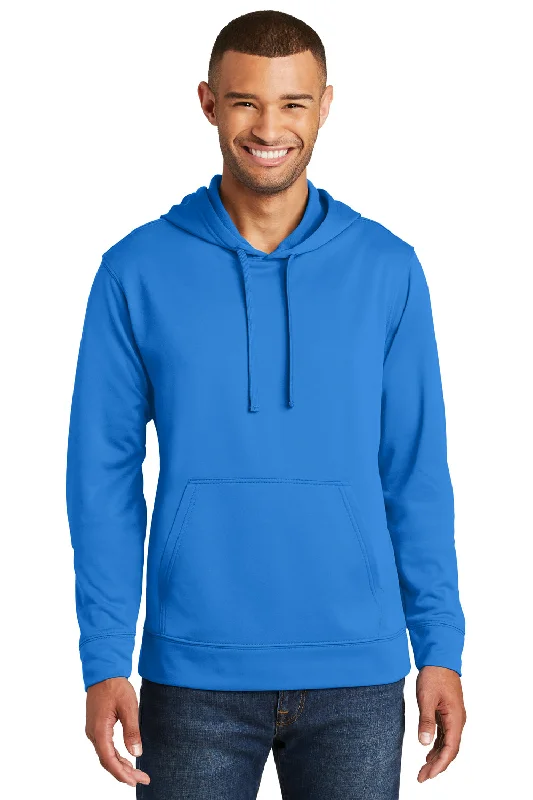 Weekend Deals to Make You Happy Port & Company Mens Dry Zone Performance Moisture Wicking Fleece Hooded Sweatshirt Hoodie w/ Pouch Pocket - Royal Blue