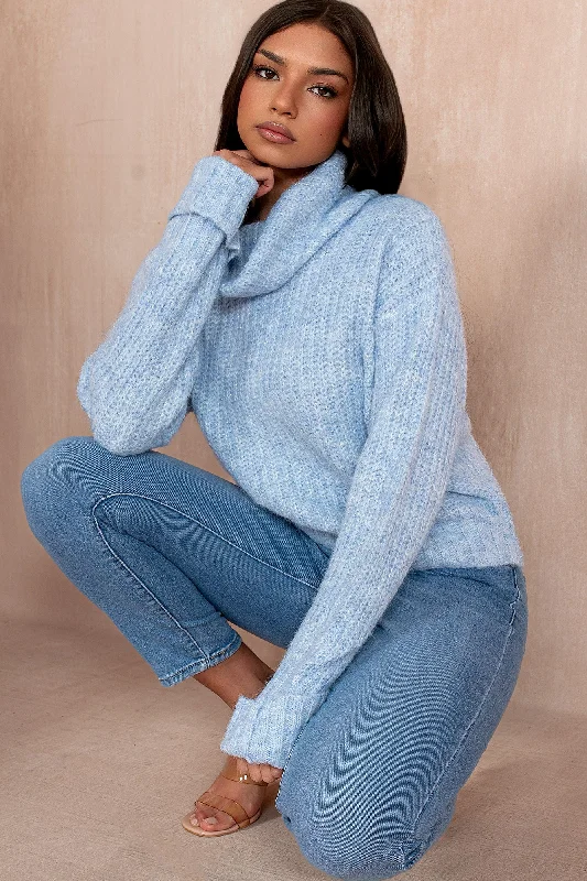 Weekend Savings Spree Dina Blue Chunky Knit Jumper