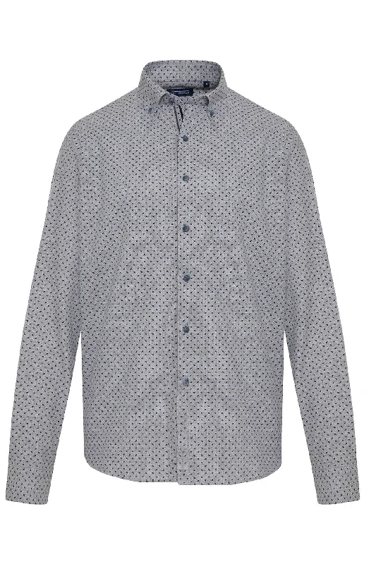 Don't Delay Slim Fit Printed 100% Cotton Blend Gray Casual Shirt