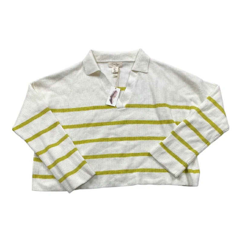 Weekend Deals That Sizzle Sweater By Jessica Simpson In White & Yellow, Size: Xl