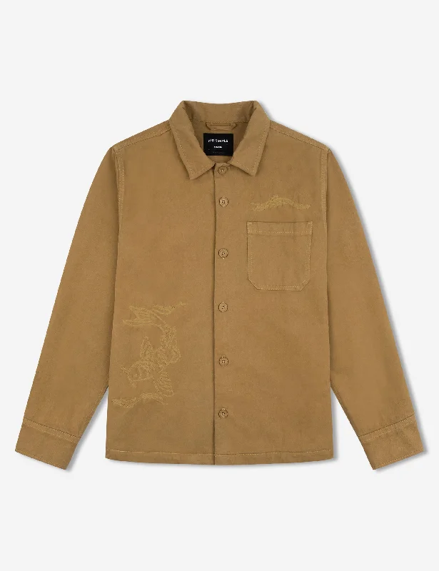 Early Bird Discount Koi Stitched Overshirt - Camel