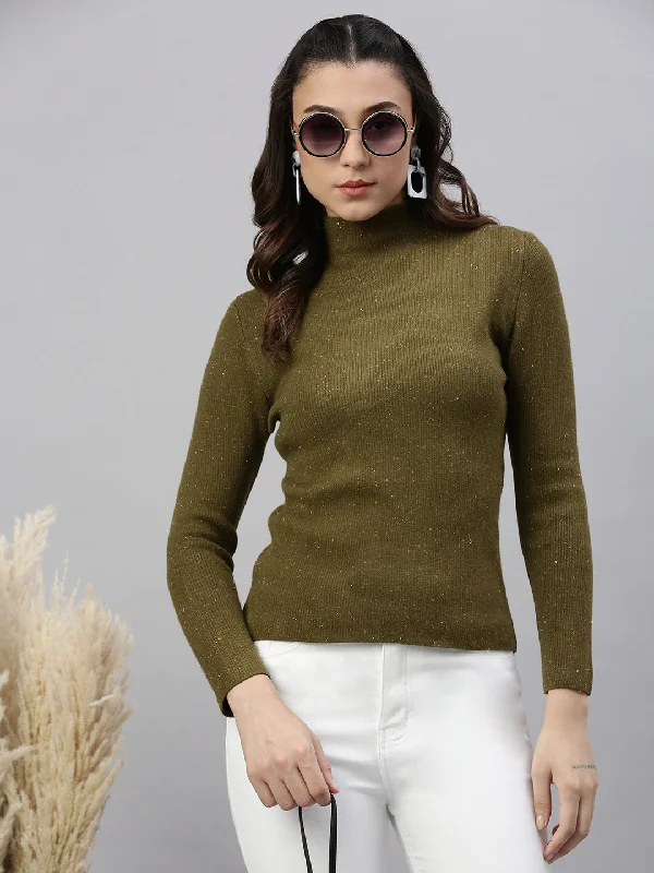 Take Advantage Women Solid Olive Top