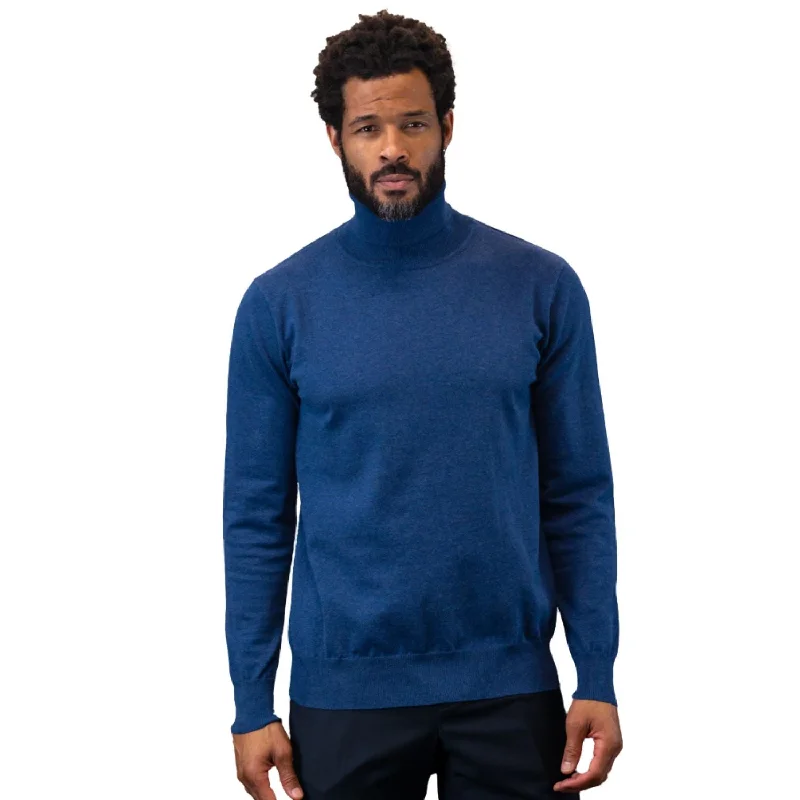 Deal Alert Vesta Collection: Modern Fit Sapphire Wool & Cashmere Turtleneck Sweater
