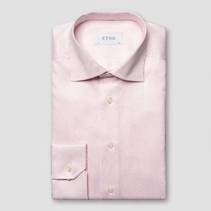 Instant Discount Pink Striped Cotton-Tencel Contemporary Fit Shirt - ETON