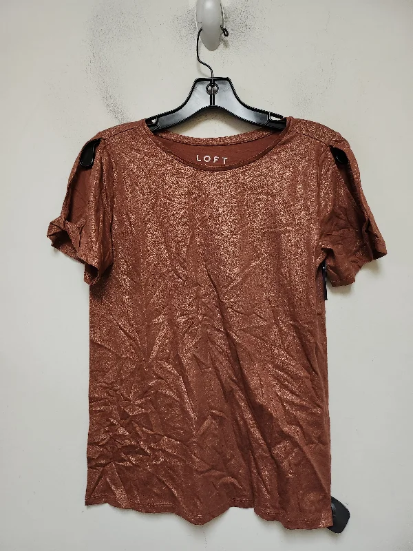 Weekend Specials to Cherish Top Short Sleeve Basic By Loft In Bronze, Size: Xs