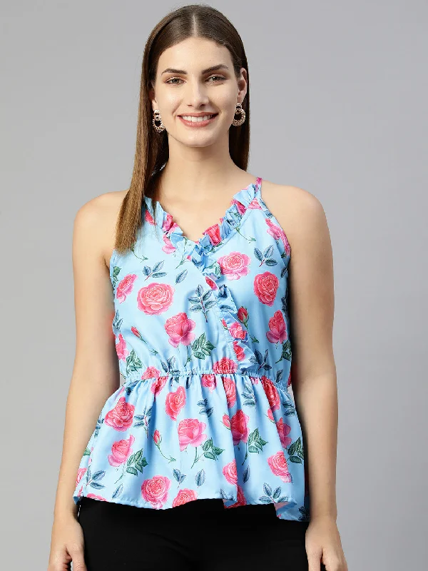 Markdown Sale Women  Printed crop top with frills