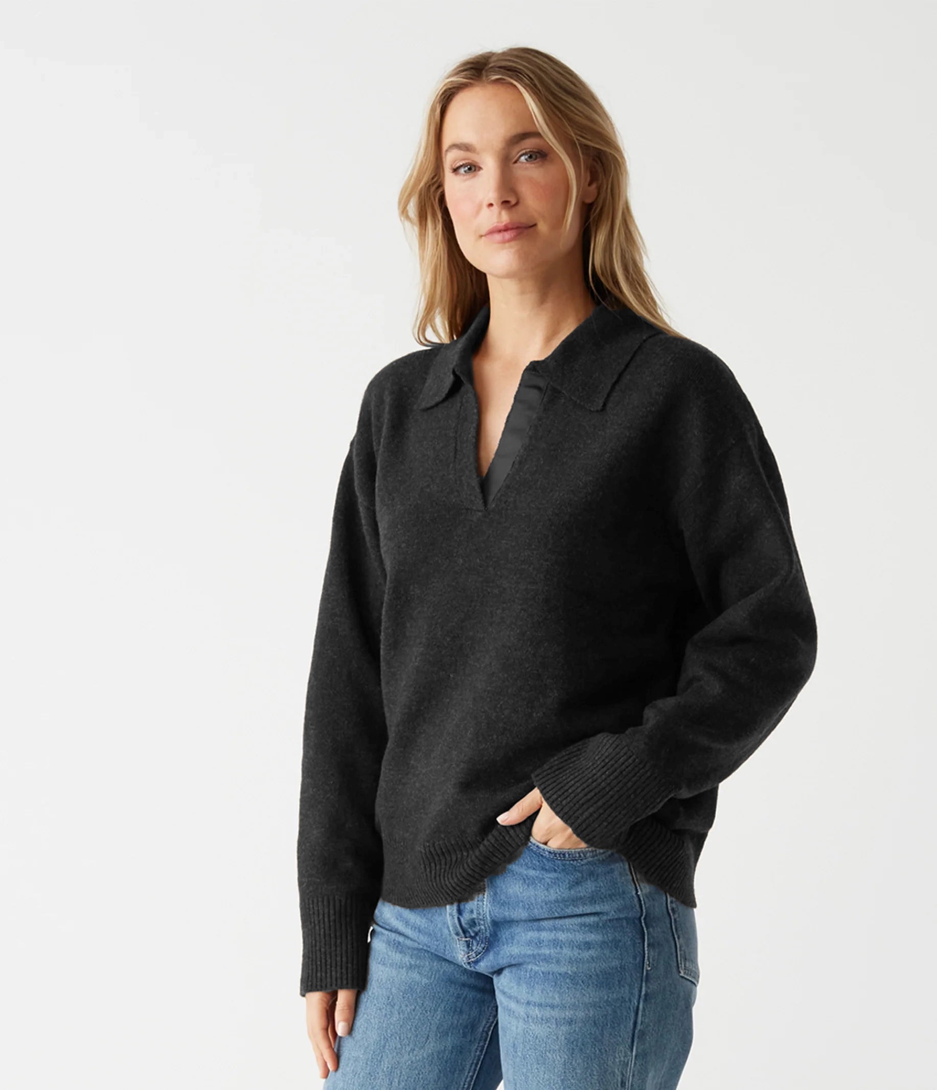 Today's Deal Jonas Johnny Collar Sweater - Black