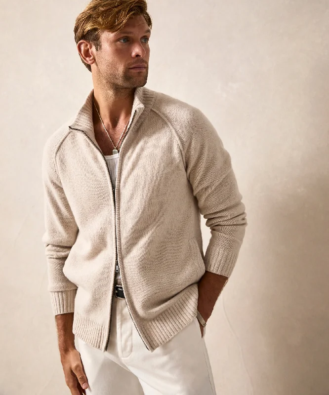 While Supplies Last Nomad Cashmere Full-Zip Sweater in Bisque