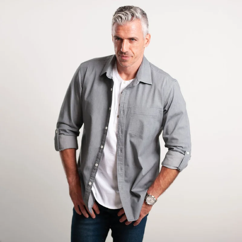 Weekend Deals That Please Myers Casual Shirt – Aluminum Gray Cotton Stretch Twill