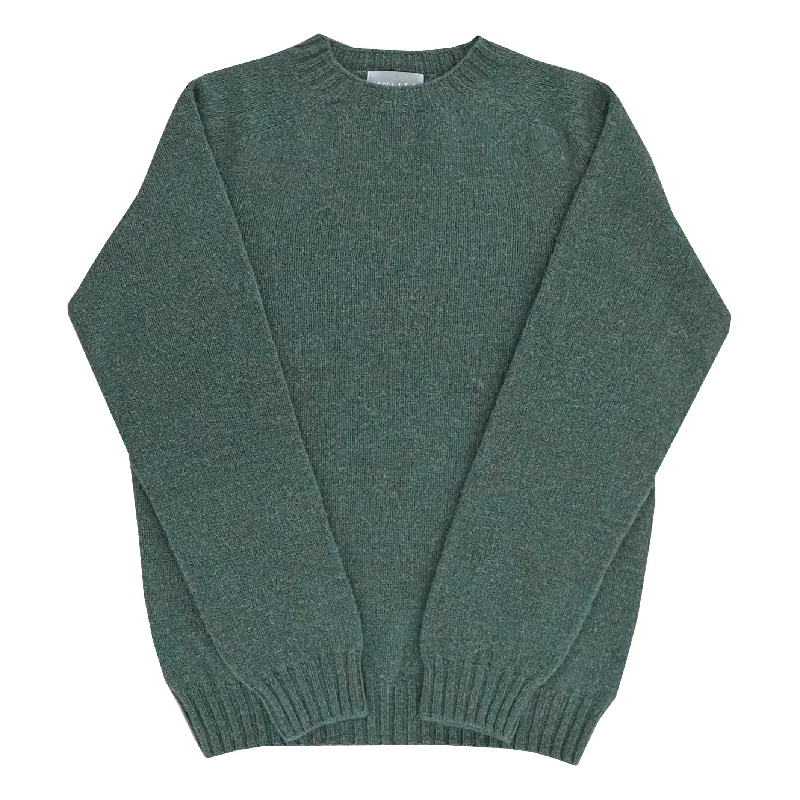 Exclusive Savings Jade Green Melange Scottish Wool Crewneck Sweater