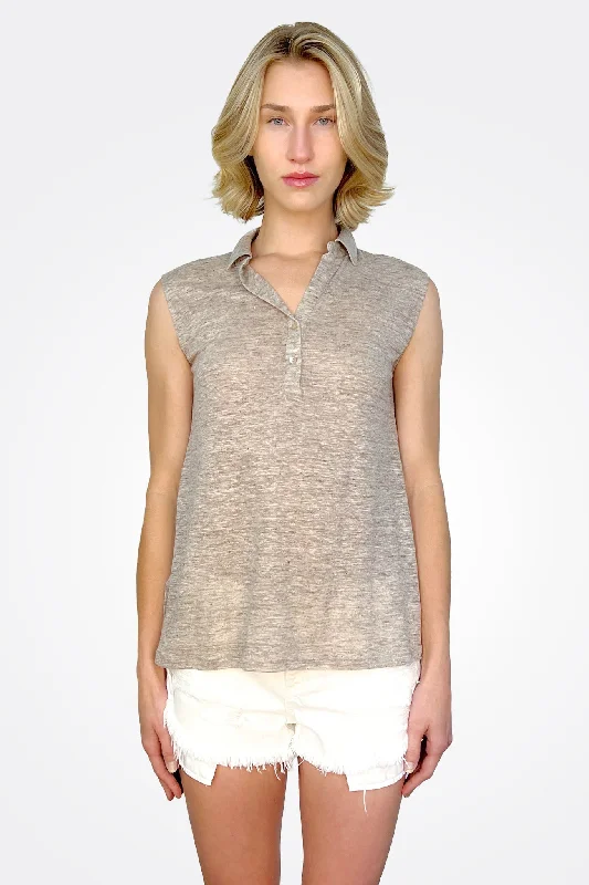 Super Sale Polo Neck Top - Hemp