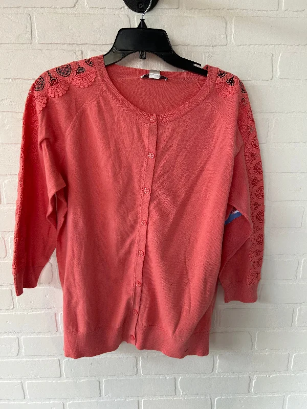 Don't Delay Sweater Cardigan By Christopher And Banks In Orange, Size: Xl
