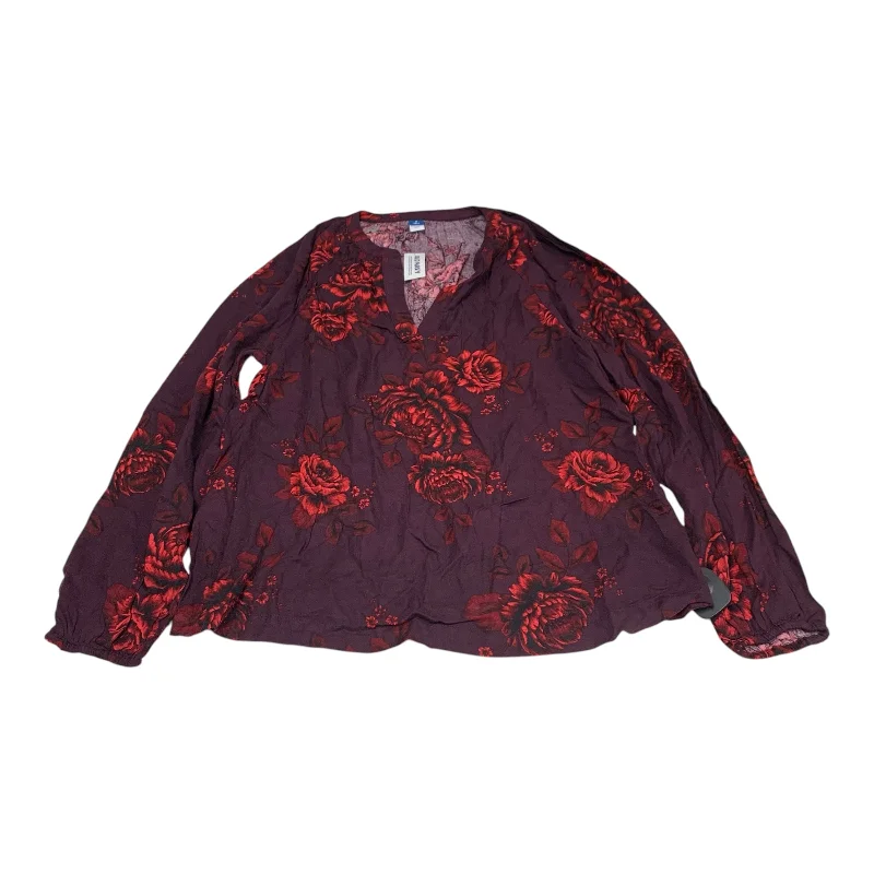 Weekend Specials to Enjoy Top Long Sleeve By Old Navy In Purple & Red, Size: M