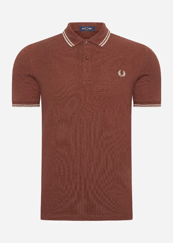 Discount Days Twin tipped fred perry shirt - whisky brown porridge marl porridge marl