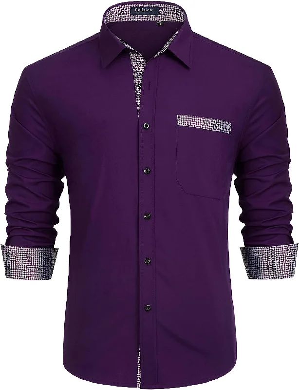 Super Deal Casual Formal Shirt with Pocket - PURPLE
