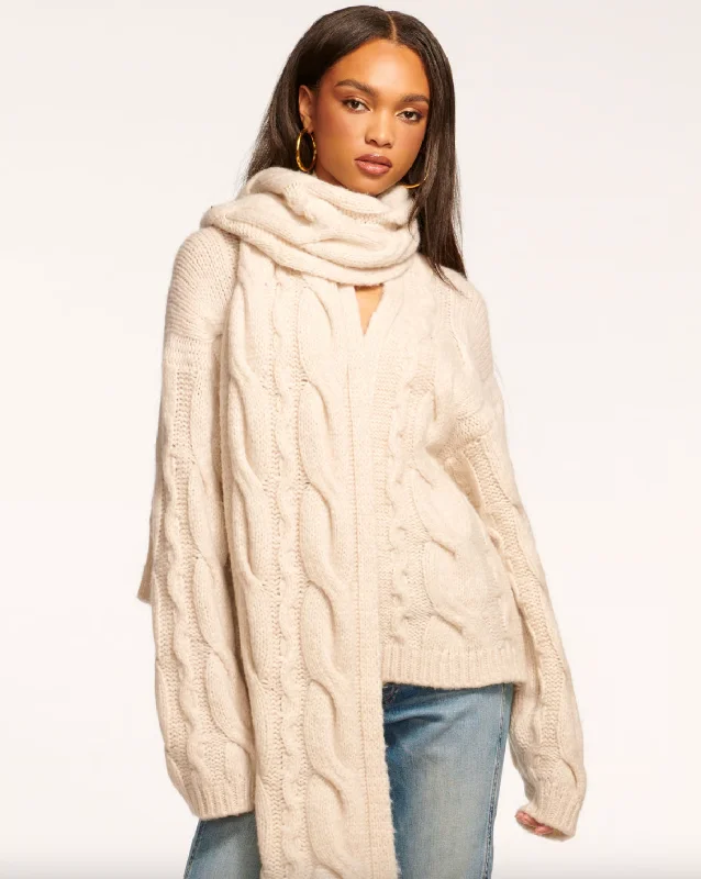 Weekend Specials to Cherish Agnes Convertible Cardigan Sweater & Scarf - Oatmeal