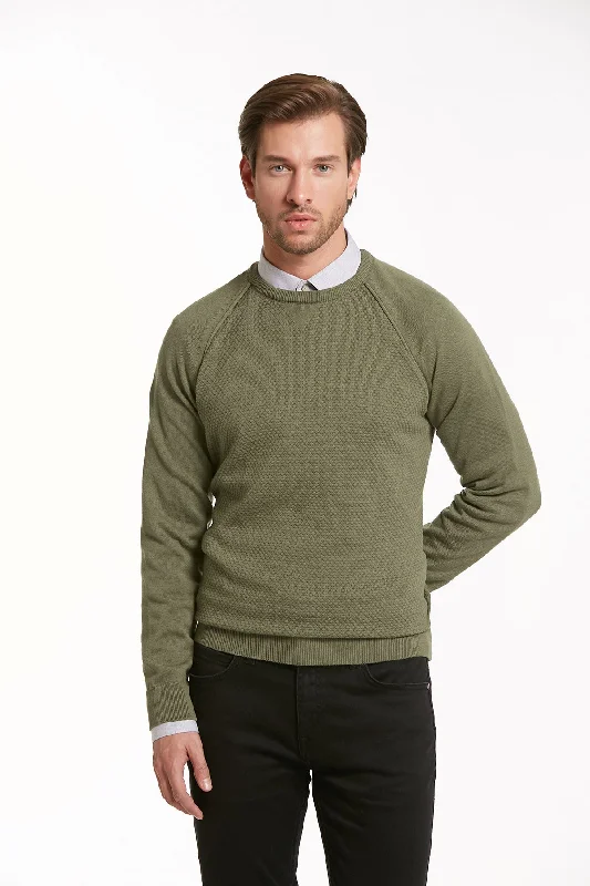 Time-Limited Offer Slim Fit Seagrass Cotton Blend Crewneck Sweater