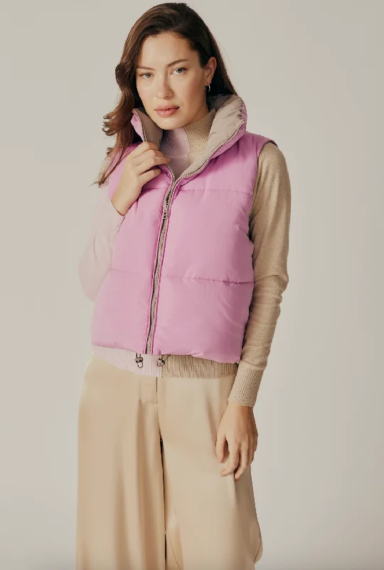 Massive Deal Kansas Reversible Puffer Vest - Pink / Mink