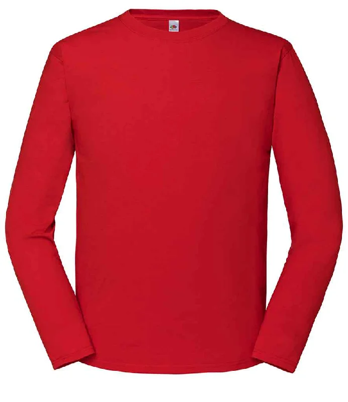 Hurry In Fruit Loom Iconic 195 Premium Long Sleeve T-Shirt | Red
