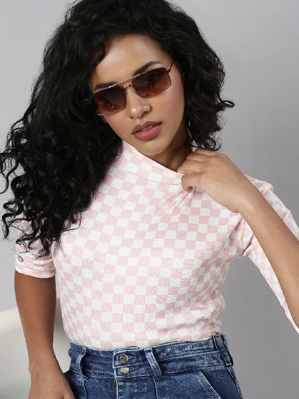 Today Only Women Pink Checked Regular Top