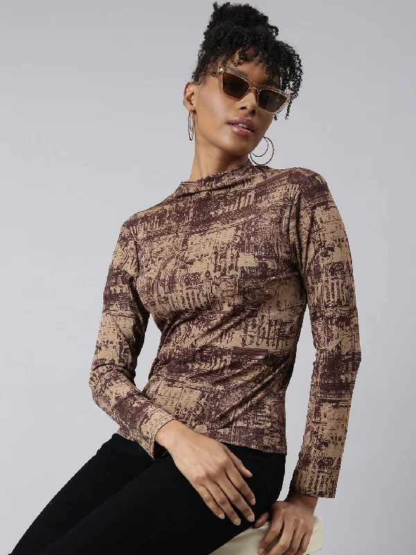 Weekend Deals That Spark Women Brown Abstract Top