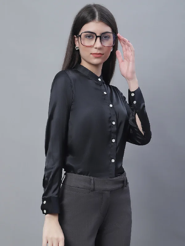 Time-Limited Offer Women Black Solid Shirt Style Top
