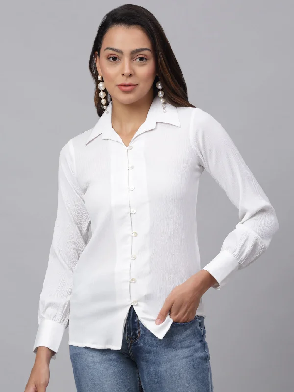 Weekend Offers That Impress Women White Solid Shirt