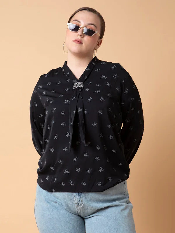 Weekend Offers That Impress Women Floral Black Top