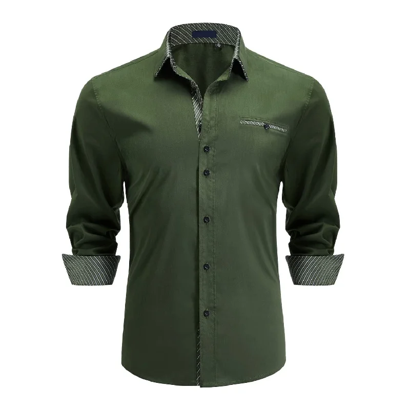 Flash Sale Casual Formal Shirt with Pocket - GREEN