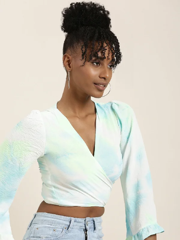 Weekend Deals That Excite Women White Solid Wrap Crop Top