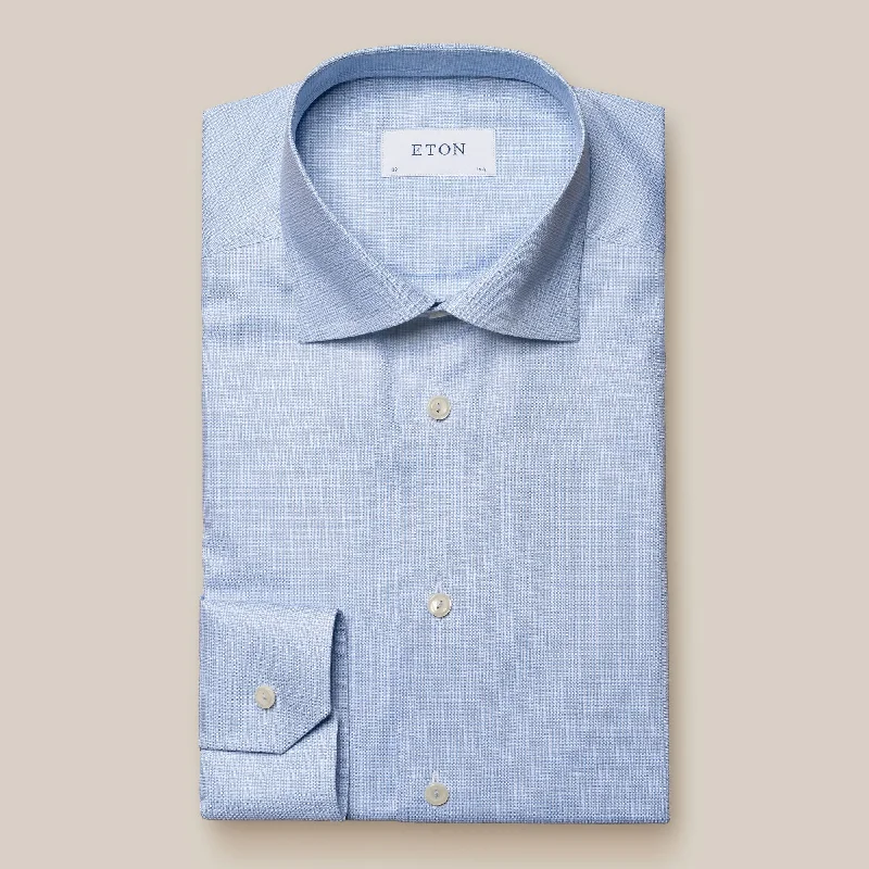 Early Access Light Blue Check Signature Oxford Contemporary Fit Shirt - ETON