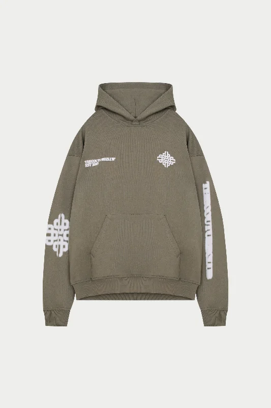 Amazing Deals BLURRED EMBLEM GRAPHIC HOODIE - KHAKI