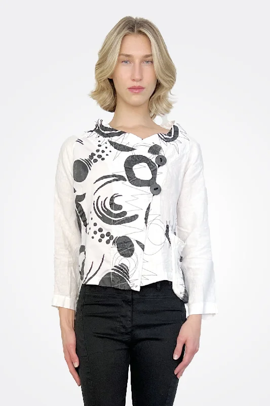 Weekend Wonders Await! Linen Jacket - Black / White
