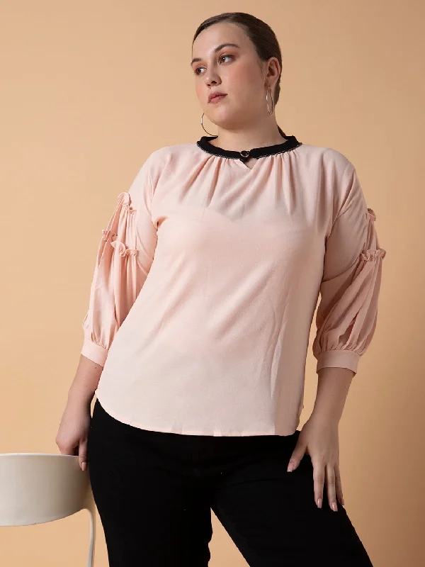 Final Clearance Women Solid Peach Top