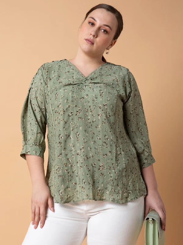 Weekend Specials to Snag Women Floral Green Top